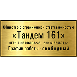 Табличка офисная методом лазерной гравировки 150х250 мм, фото 1